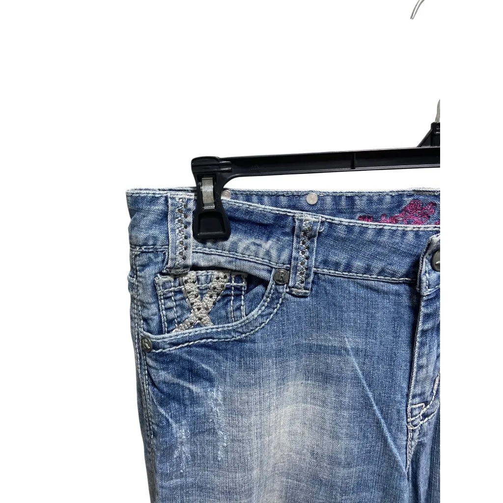 Rock & Roll Cowgirl Boyfriend Fit Cropped Jeans Blue Size 28 Y2K - Image 10