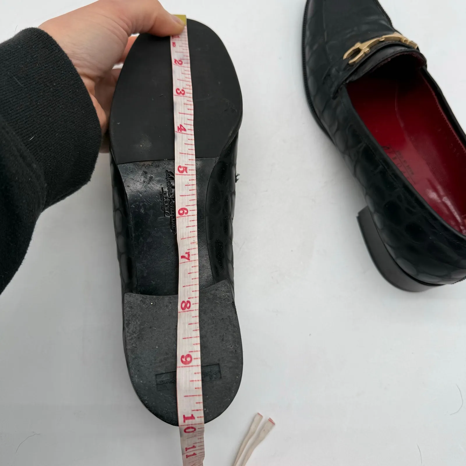 Salvatore Ferragamo Sport Black Horsebit Loafers Women's 7 4A Ultra Narrow - Image 9