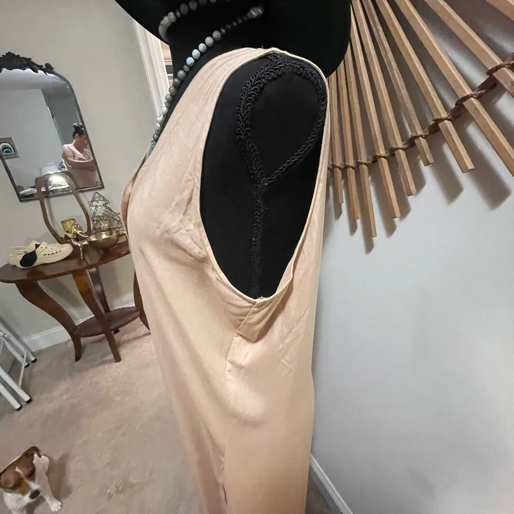 Kittenish Linen Look Wide Leg Jumpsuit w/ V-neck Sleeveless Design Flowy Sz M - Image 5