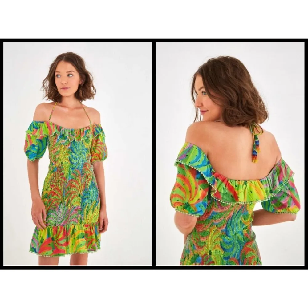 Farm Rio 💕💕 Neon Banana Mini Dress Medium NWT - Image 4