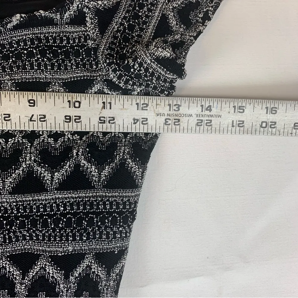 Hugo Buscati size small knit heart Black white vintage mini dress off shoulder y - Image 7
