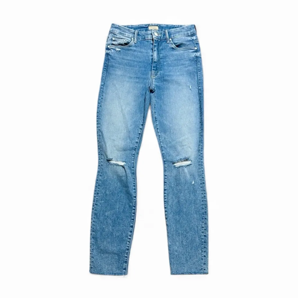 MOTHER High waisted Looker ankle fray jeans drinking by the pool wash size 26 Blue - Image 3