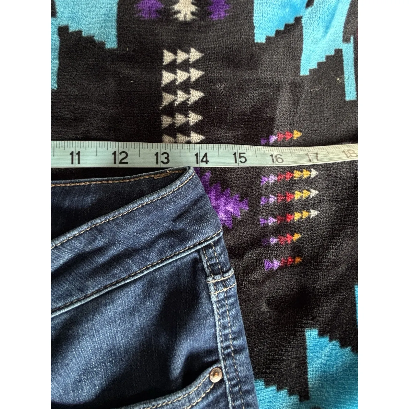 Daisy Anchor Blue Bootcut Denim Jeans Dark Wash Low Rise Size 11 Reg Zip - Image 7