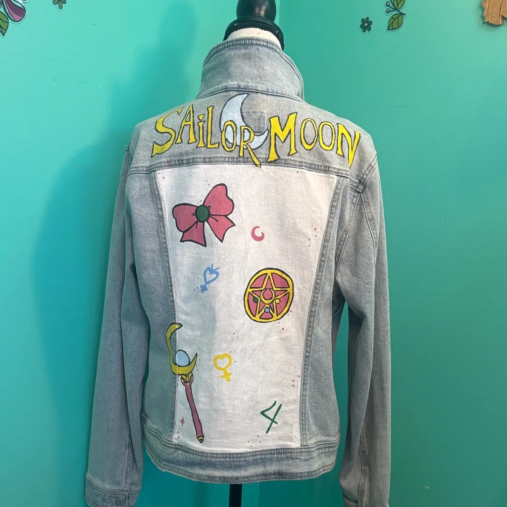 Universal Thread hand painted  Jean Jacket with Sailor Moon design - Image 2