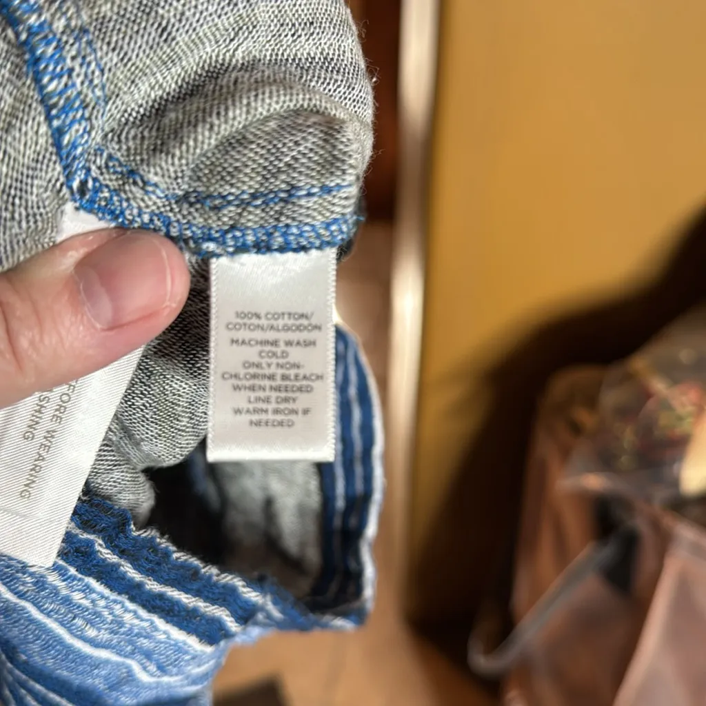 Lou & Grey LOFT Baja Blue Striped Racerback Romper Size Medium - Image 9