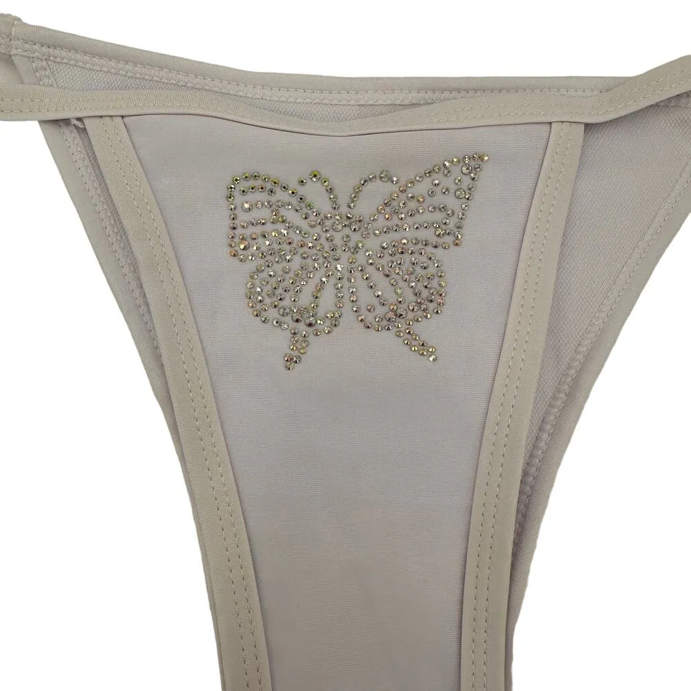White Bling Butterfly 2 Piece Bikini Size Large - Image 6