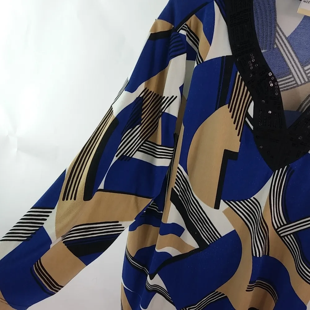 Alfred Dunner 1X Beaded Lapis Gold Top Plus Blue - Image 5