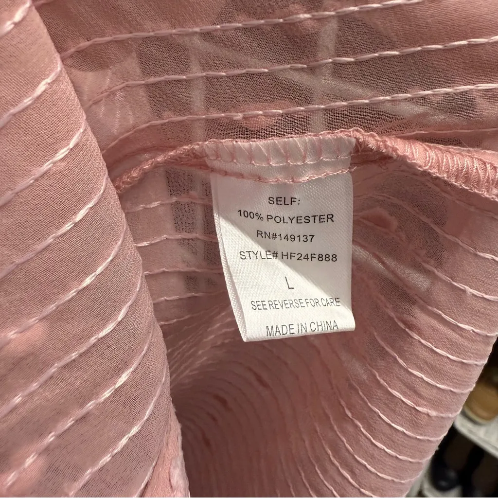 HYFVE Sheer Sequin Western Boho Button Pink Blouse - Image 4