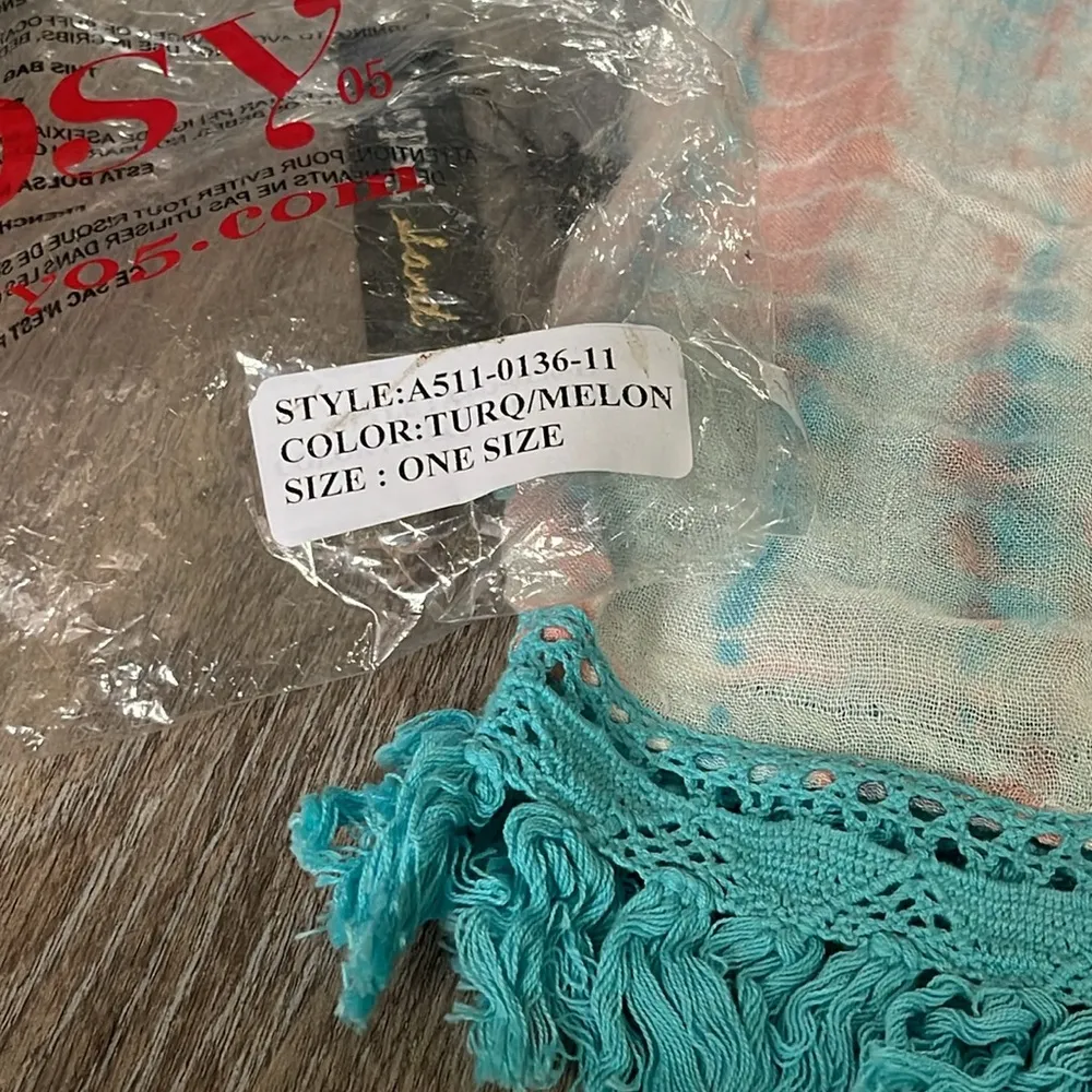 Gypsy 05  Sand Turquoise/Melon Coverup/Wrap One Size - Image 15