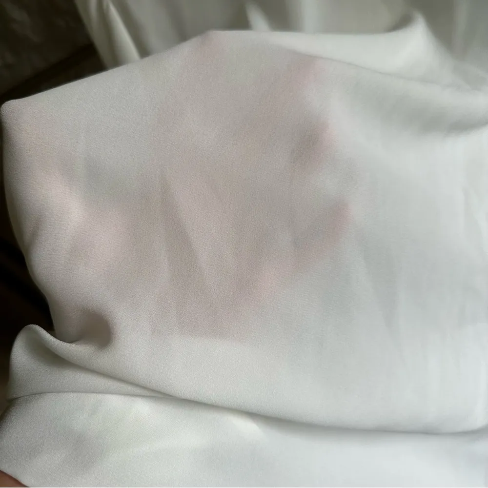 Women's White Long Sleeve Blouse Bow Collar Size L - Image 9