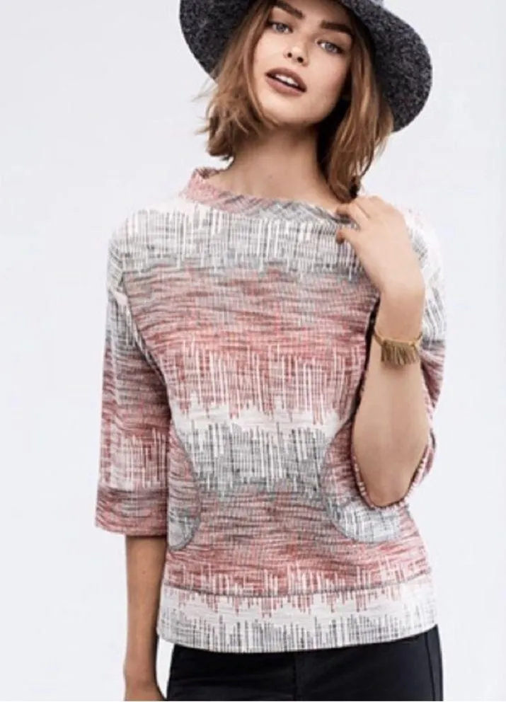 Anthropologie Postmark Etched Sunset Pullover Top Sz XS Pockets Art to Wear - Image 3