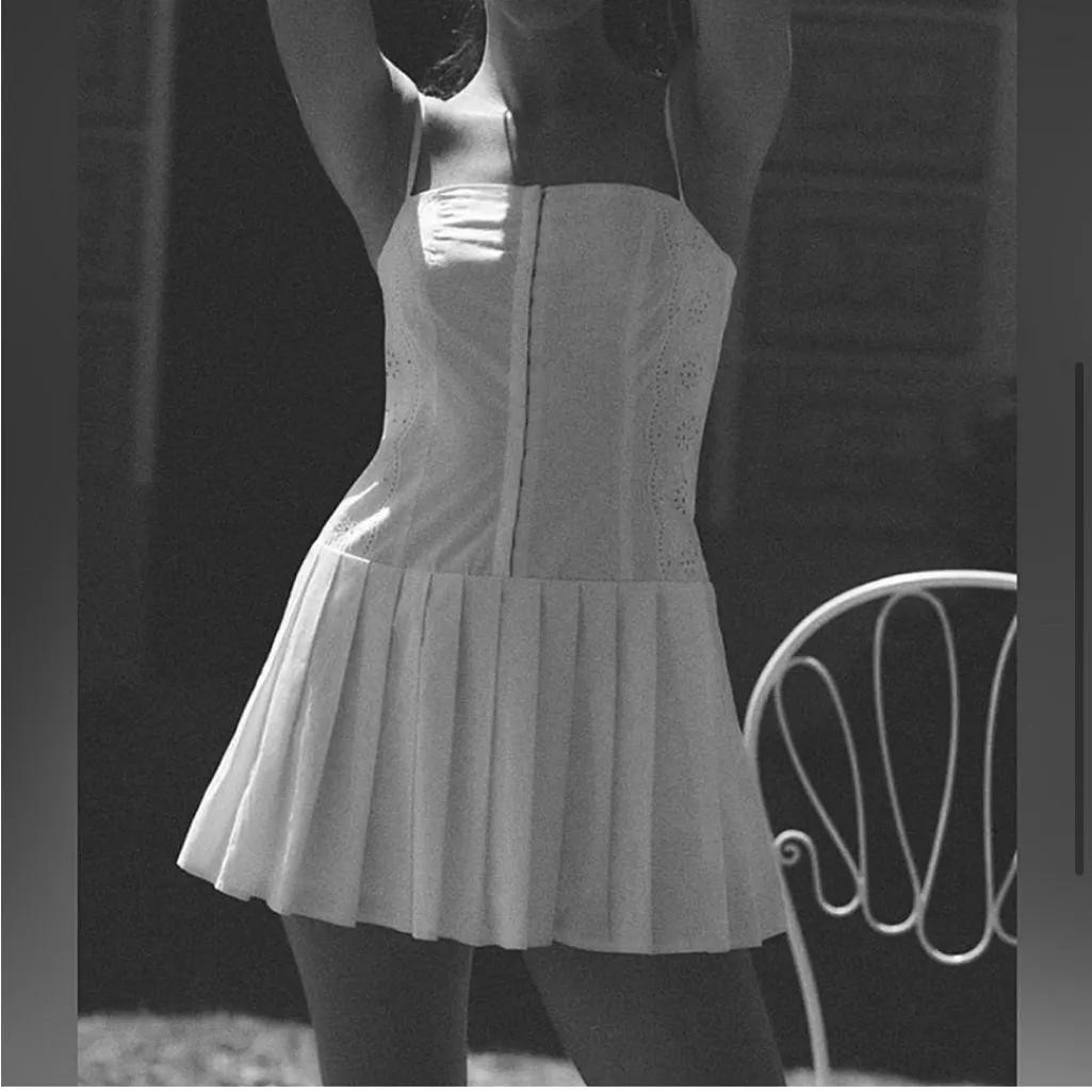 ZARA  pleated mini eyelet dress - Image 4