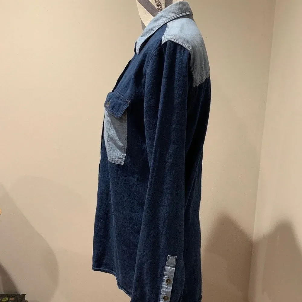 Madewell Two-Tone‎ Chambray Button Up Blouse - Image 2