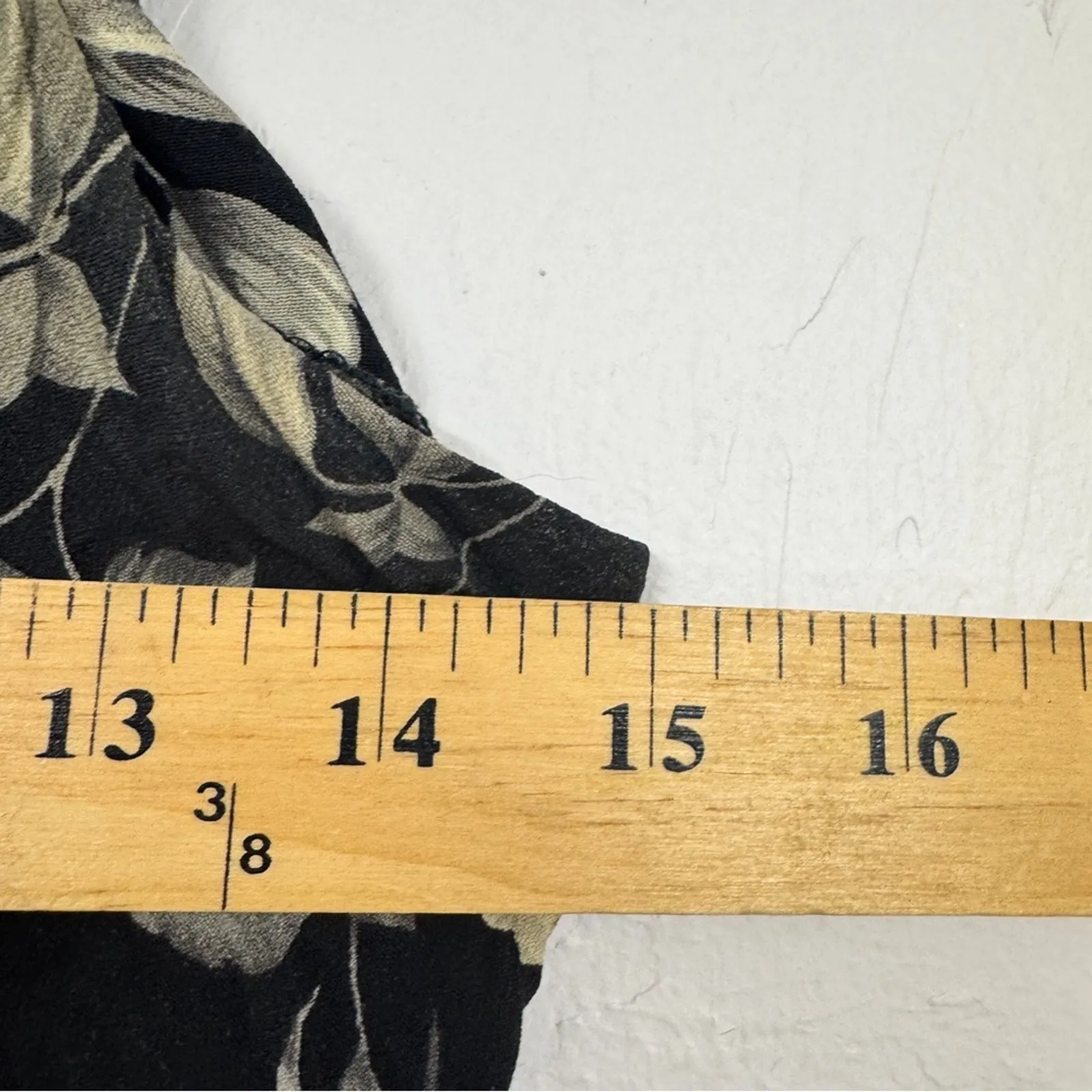 Vintage Black Cream Floral Midi Dress Womens 4 Sleeveless Casual Spring Boho - Image 3