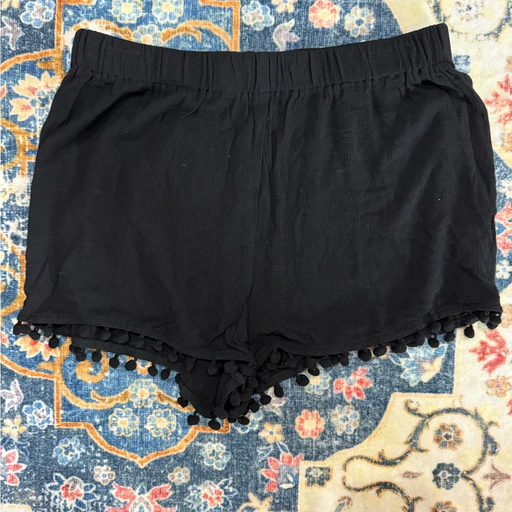 274 Black High Waist Shorts with Pom - Image 2