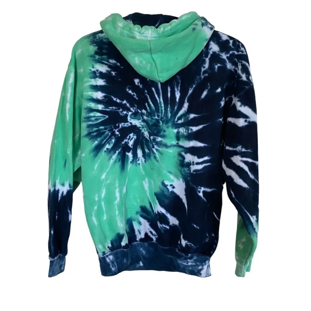 Outer Banks North Carolina medium blue green tie dye long sleeve hoodie - Image 2