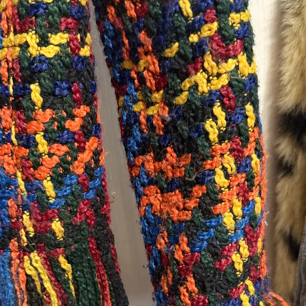 💖Colorful Plaid Woven Yarn Fringe Heavyweight Jacket Dopamine Artsy Maximalist - Image 7