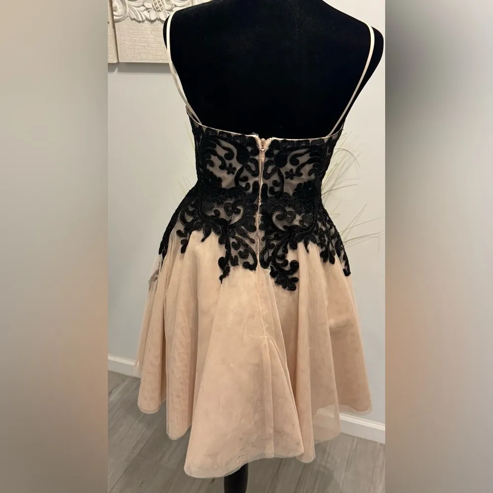 Elegant Black Lace Overlay Dress - Image 4