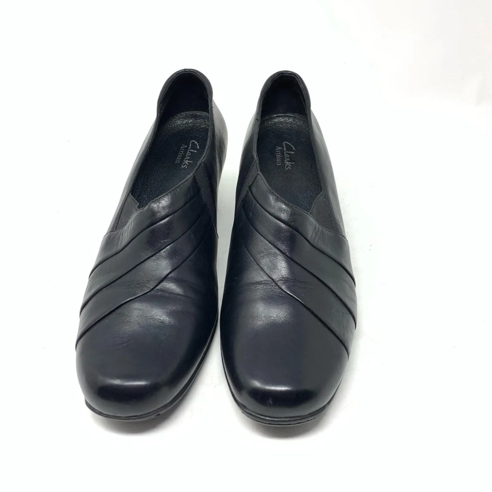 Clarks Black Leather Shootie Slip On Ankle Bootie Size 11M Mid Heel 87375 - Image 3