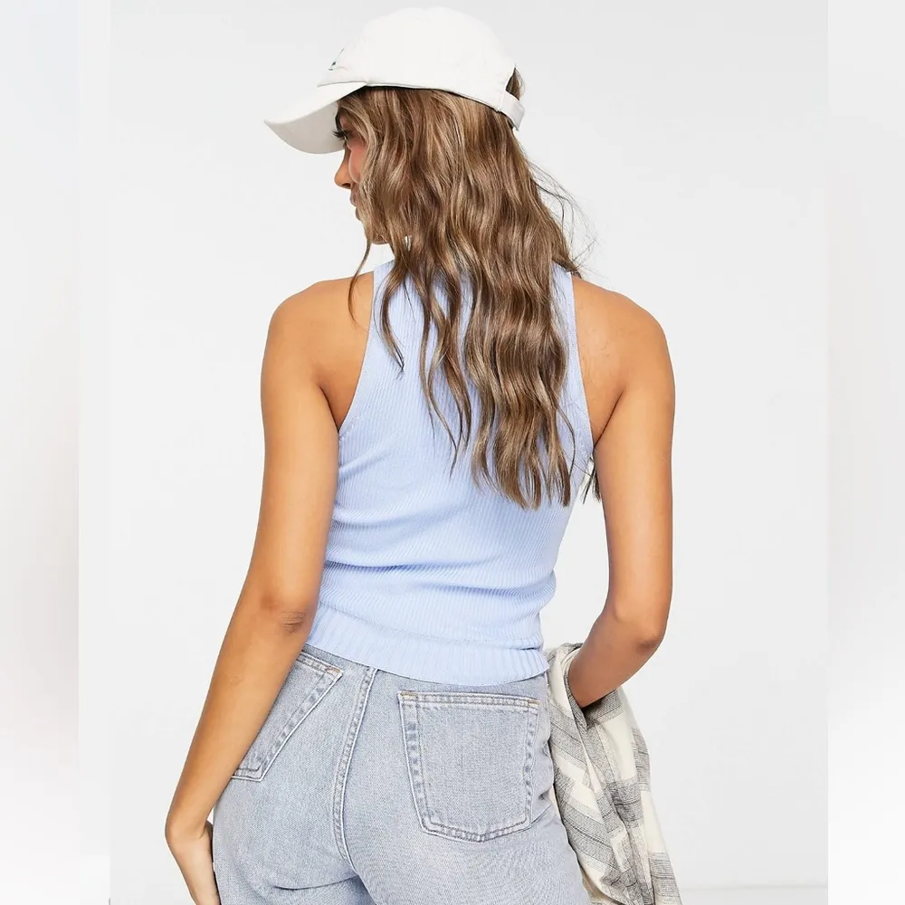 ASOS DESIGN knitted racer tank top with rib hem detail - Image 7