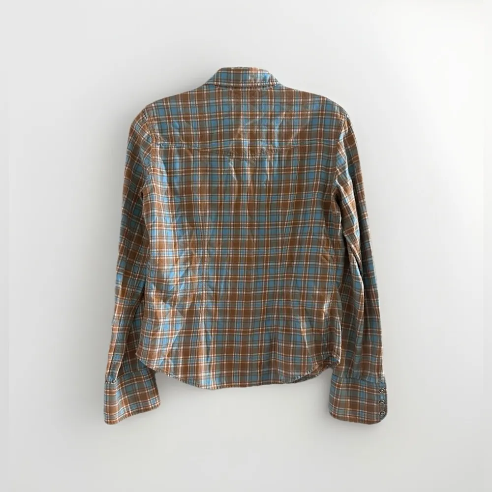 Theory Whittle  Pearl Snap Western Blouse Plaid Top Small Shirt Cowgirl Cotton - Image 2