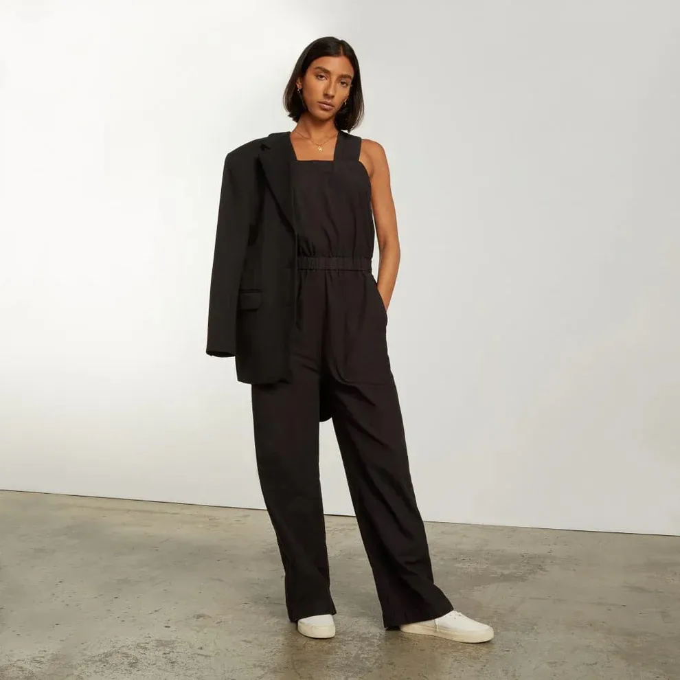 Everlane Women’s The Fatigue Apron Cotton/Linen Jumpsuit in Black Size 2 - Image 2