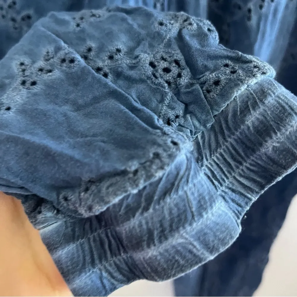 YFB Young Fabulous & Broke Blue Eyelet Lace Pants Rayon Cotton Medium - Image 3