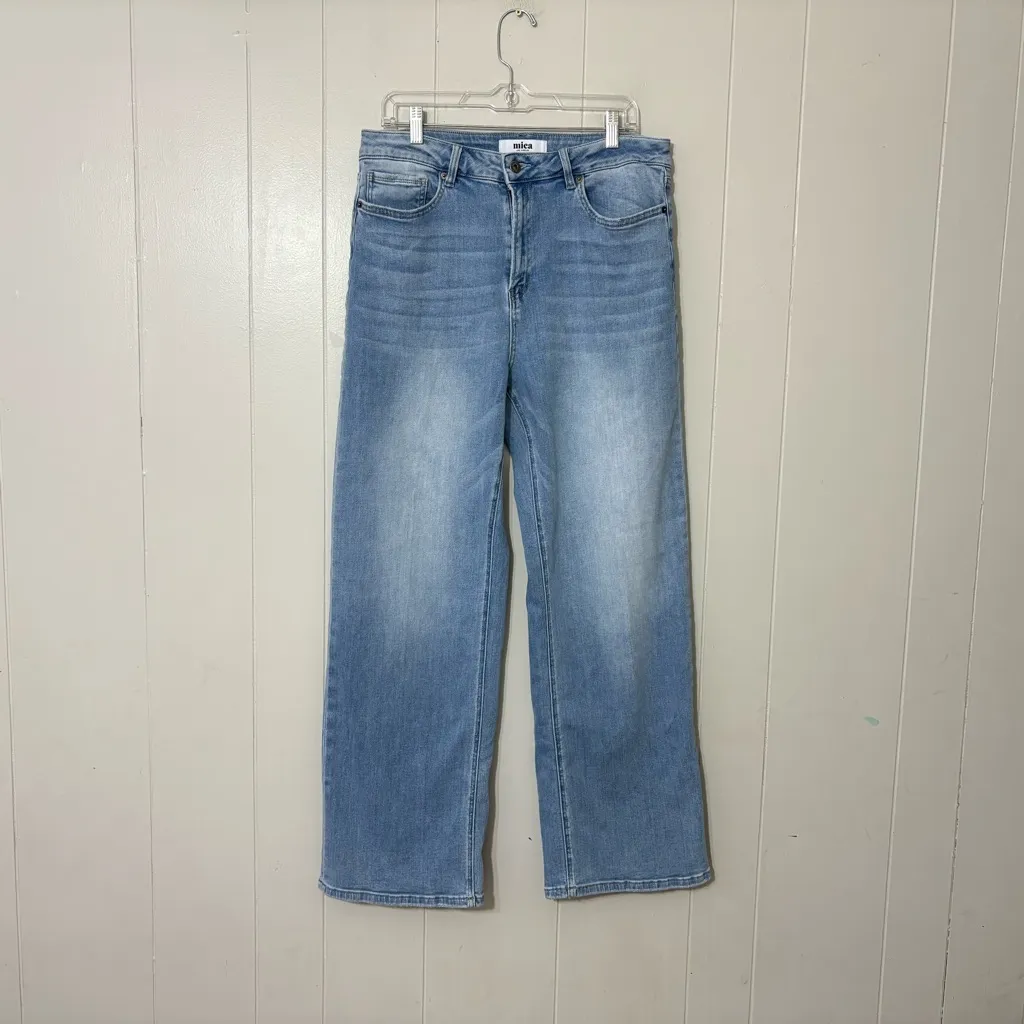 Mica Los Angeles Super High Rise Straight Leg Jeans Size 31 Loose Fit Blue - Image 3