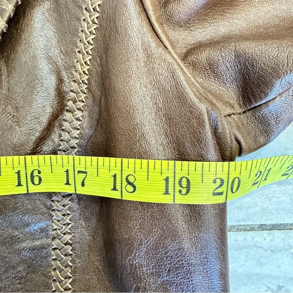 XOXO  Brown Genuine Leather Biker Motorcycle Jacket Cowgirl Western Gypsy L - Image 13