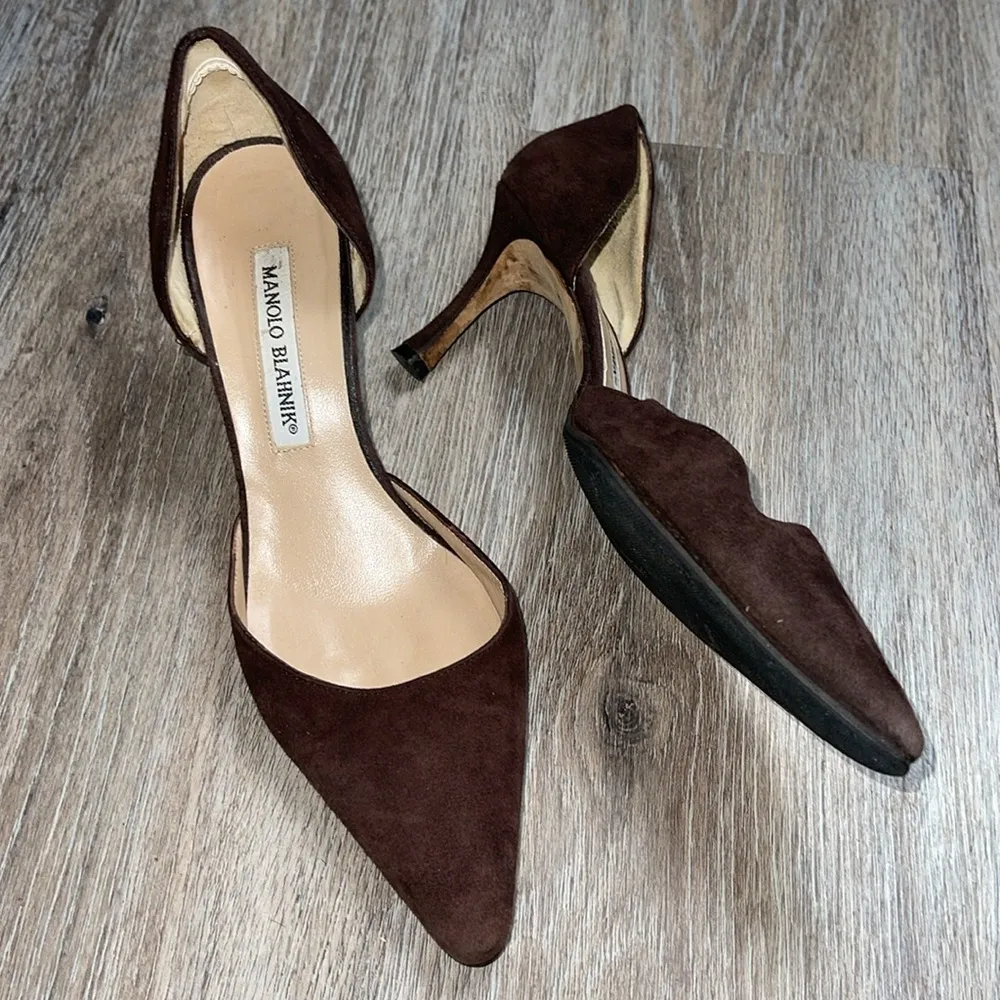 Manolo Blahnik D’Orsay Women's Brown Suede Heels Size 36.5 (US 6.5) - Image 12