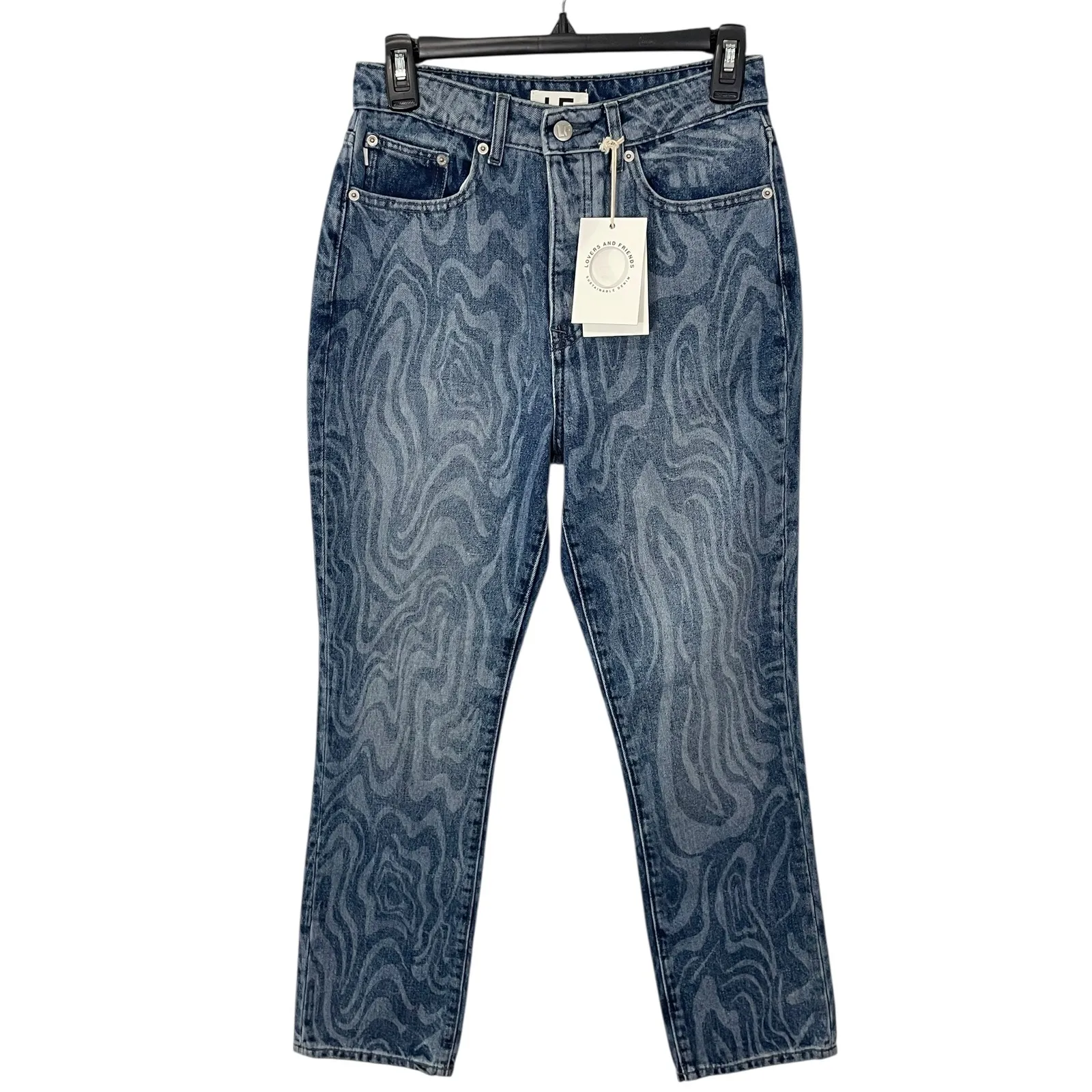 NWT Lovers and Friends Reece High‎ Rise Slim Straight Blue Canyon Wave Jeans 26 - Image 3