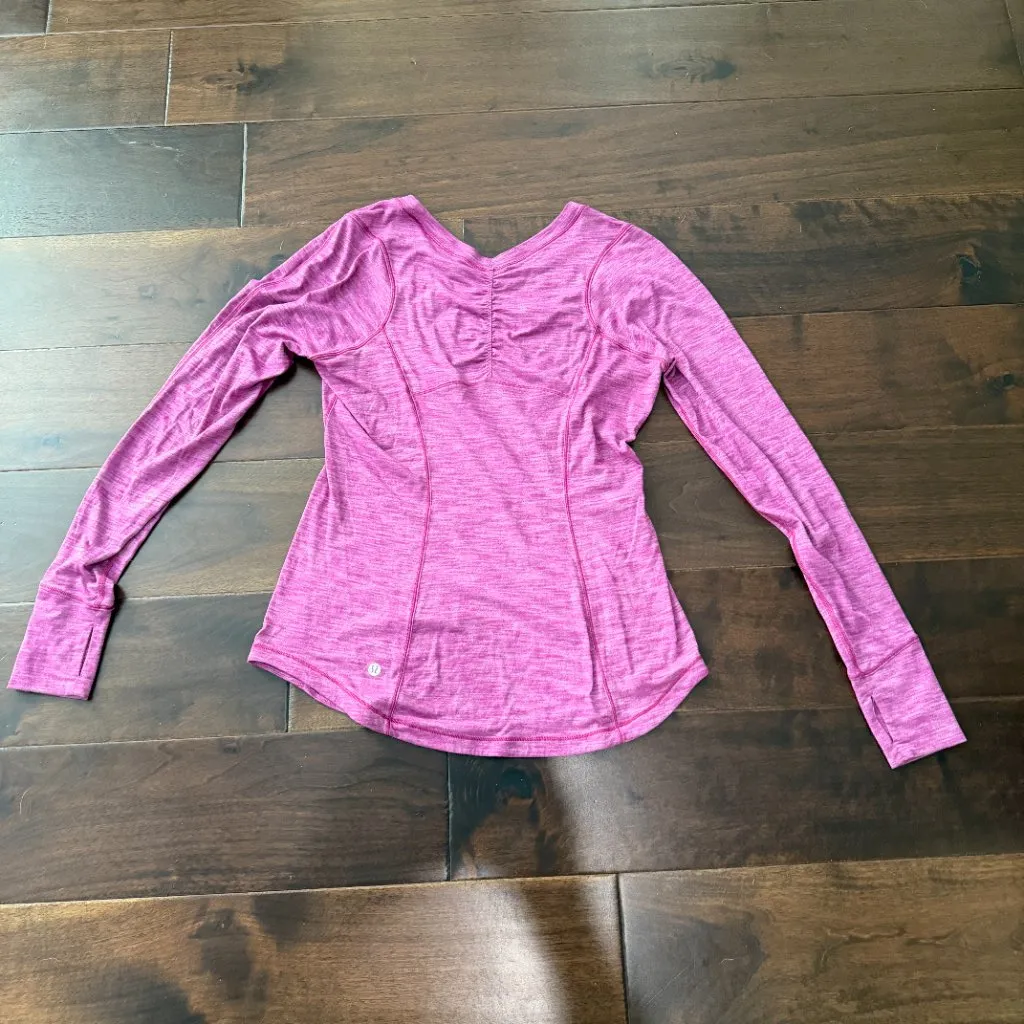LULULEMON Heathered Raspberry Long Sleeve Running Top Long Sleeve Size 6 - Image 6