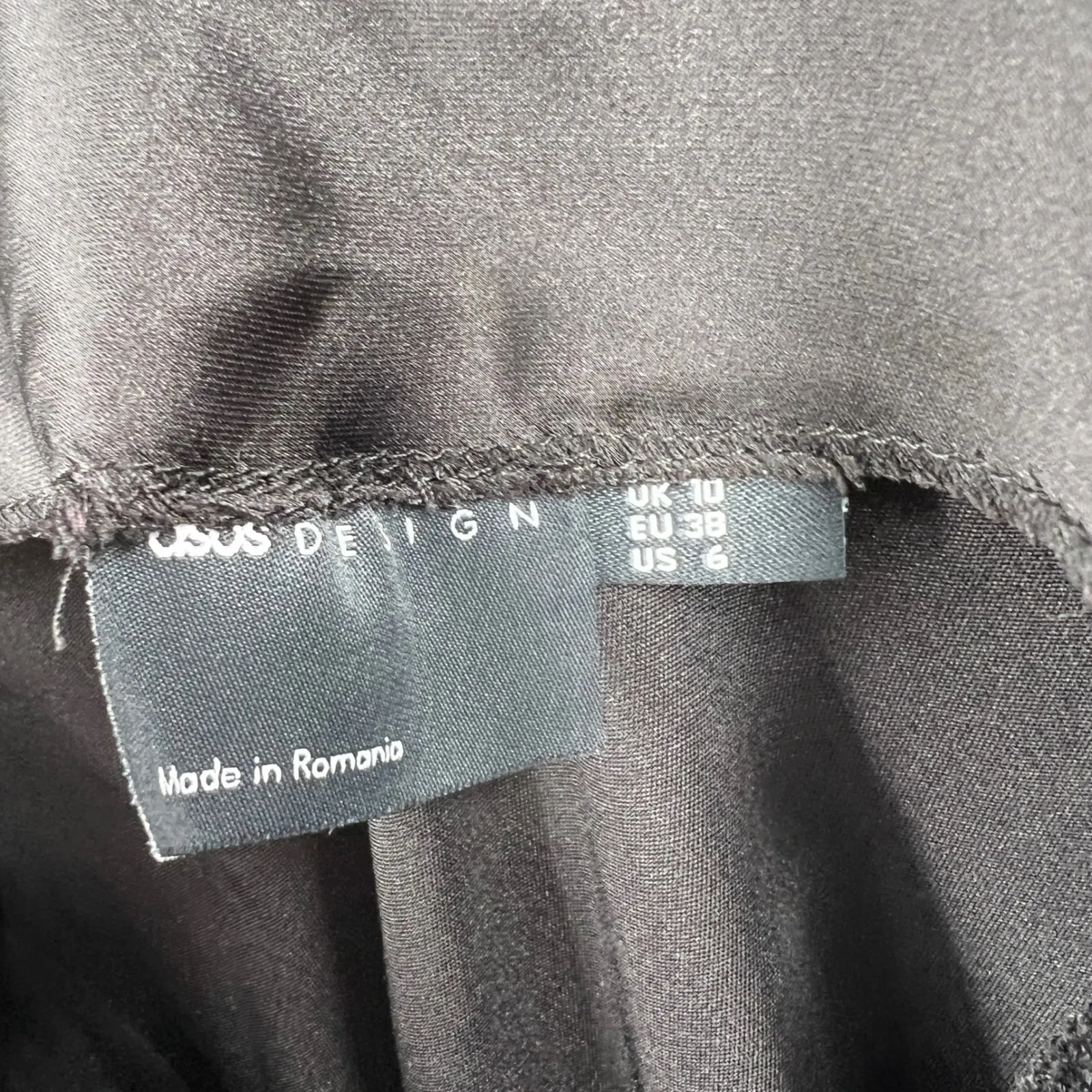 ASOS DESIGN Black Satin Midi Slip Dress Scoop Neck Sleeveless Elegant Size 6 - Image 5