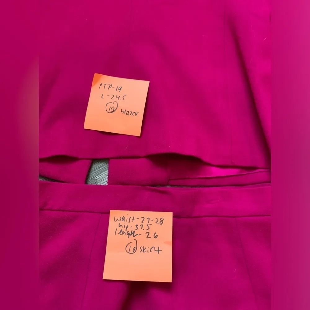 VTG Oleg Cassini Blazer Suit Wool Set Skirt Magenta Fuschia Pink Size 10 S M - Image 14