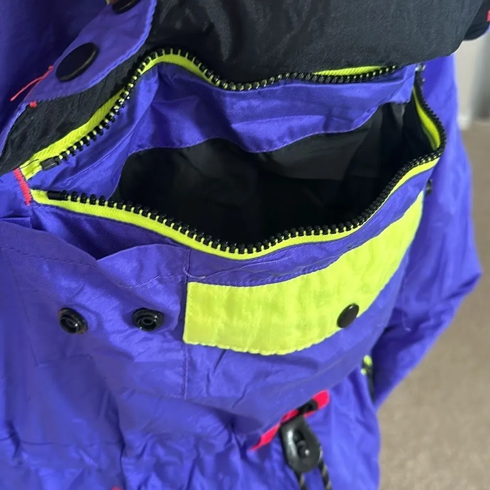 Mountain Goat Colorblock 80s 90s Ski Snow Jacket 1/4 Zip Neon Retro Pullover Pink - Image 6