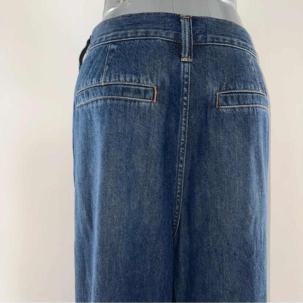 Madewell The Hallow Wide-Leg High Rise Pleat Front Dark Wash Blue Jeans-Size 31 - Image 5