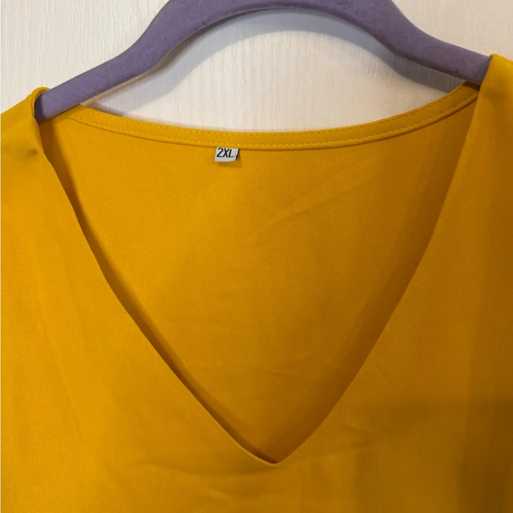 Mustard Yellow V-Neck Dress - Image 2