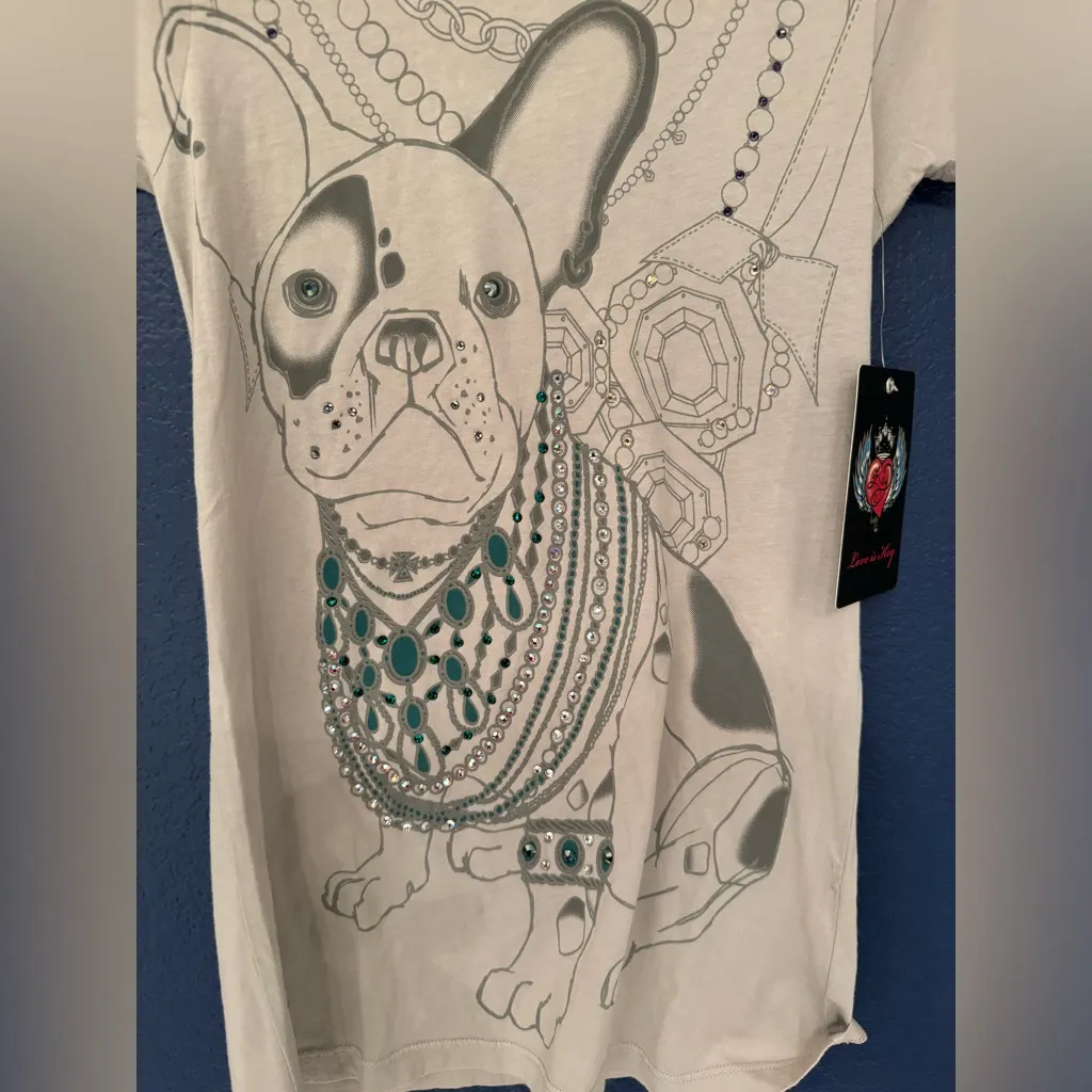 Key Closet Frenchie Light Grey Women’s Swarovski Studded Tank Top Size XS Gray - Image 4