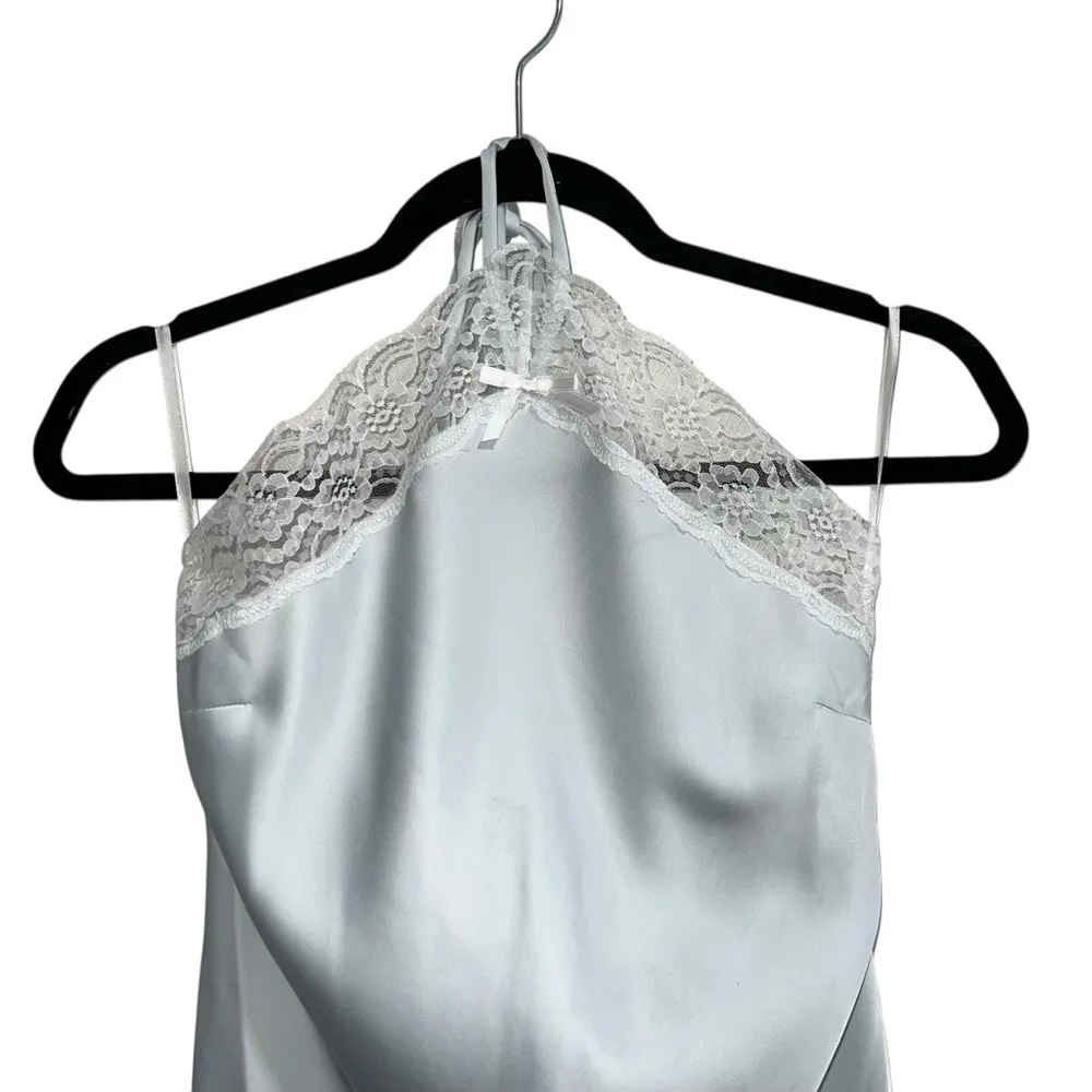 NEW NWT Majorelle Libbie Halter Lace Trim Maxi Gown In Light Blue - Image 4