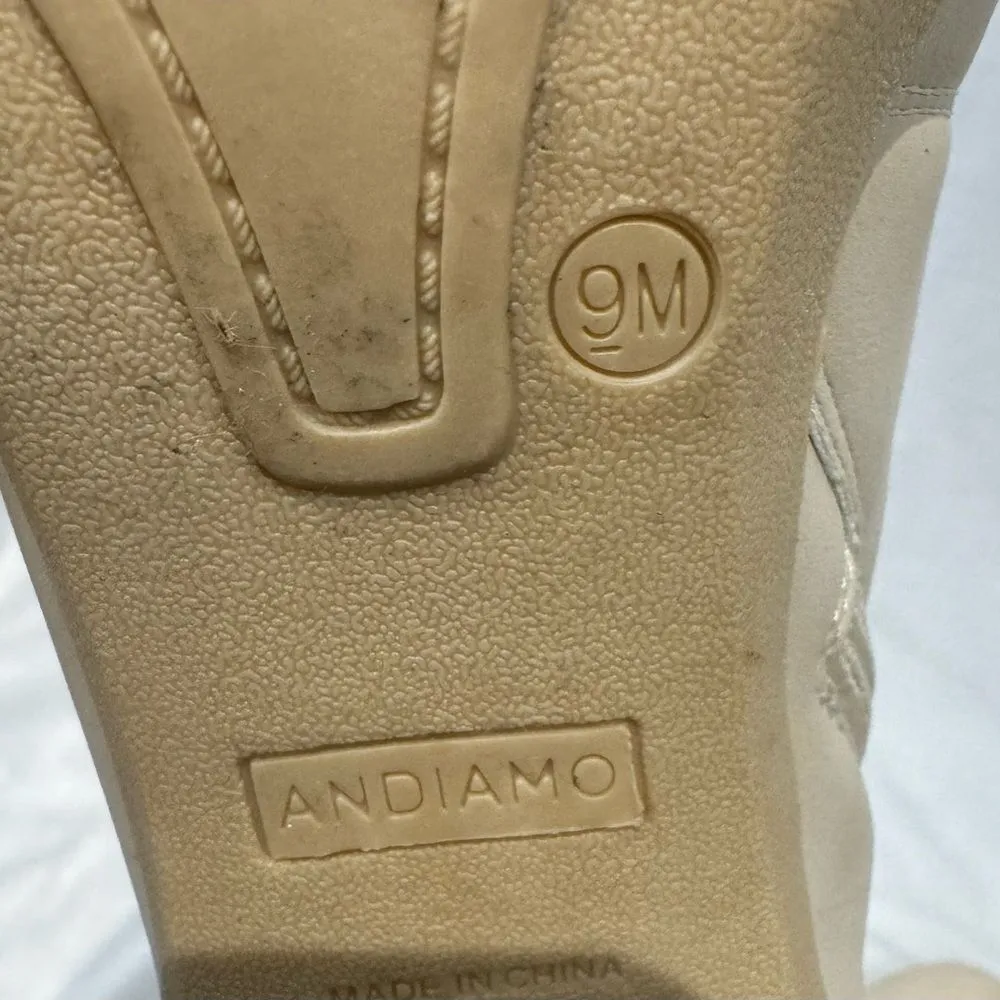 Andiamo Abonnet ivory lace up heeled boots size 9 Tan - Image 7