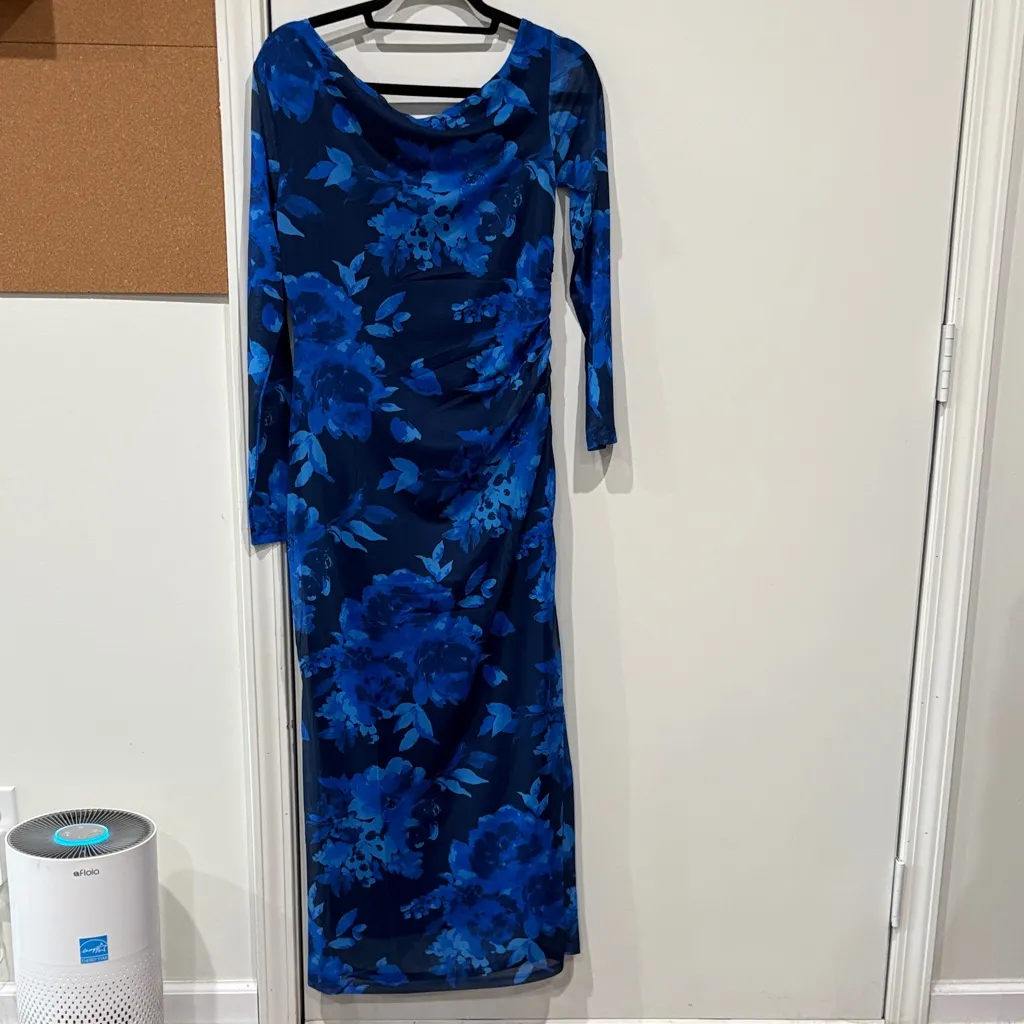 ZESICA Blue Floral Bodycon Dress Size L Size L - Image 6