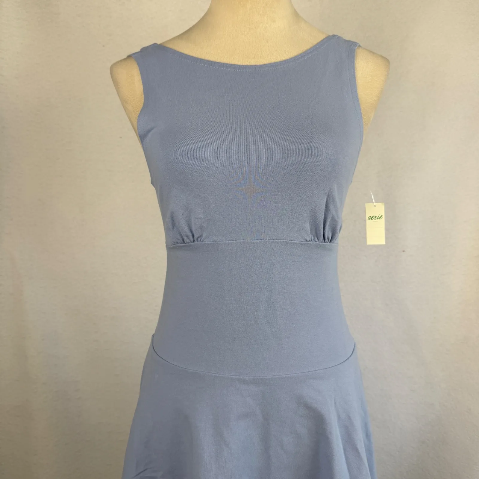New Bundle Aerie Low Back Mini Dress Small Light Blue Black Athletic Athleisure - Image 7
