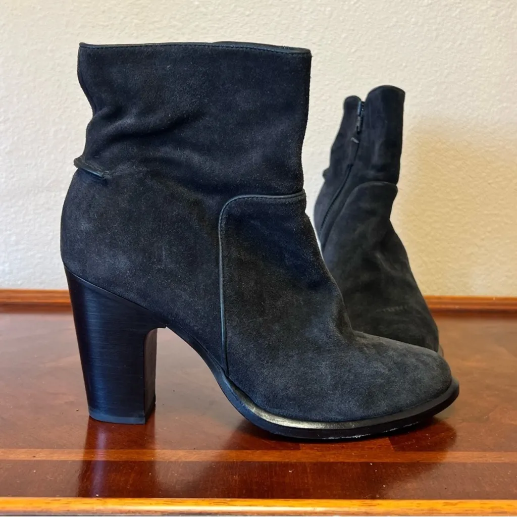 Rag & Bone Black Suede Round Toe Zip Heeled Boots 7.5 - Image 2