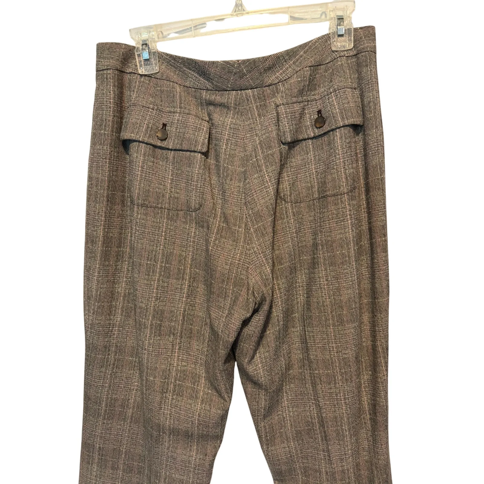 Etcetera Gray Multi Metallic Stripe Cuffed Trouser Pant Lined Wool Blend Sz 10 - Image 4