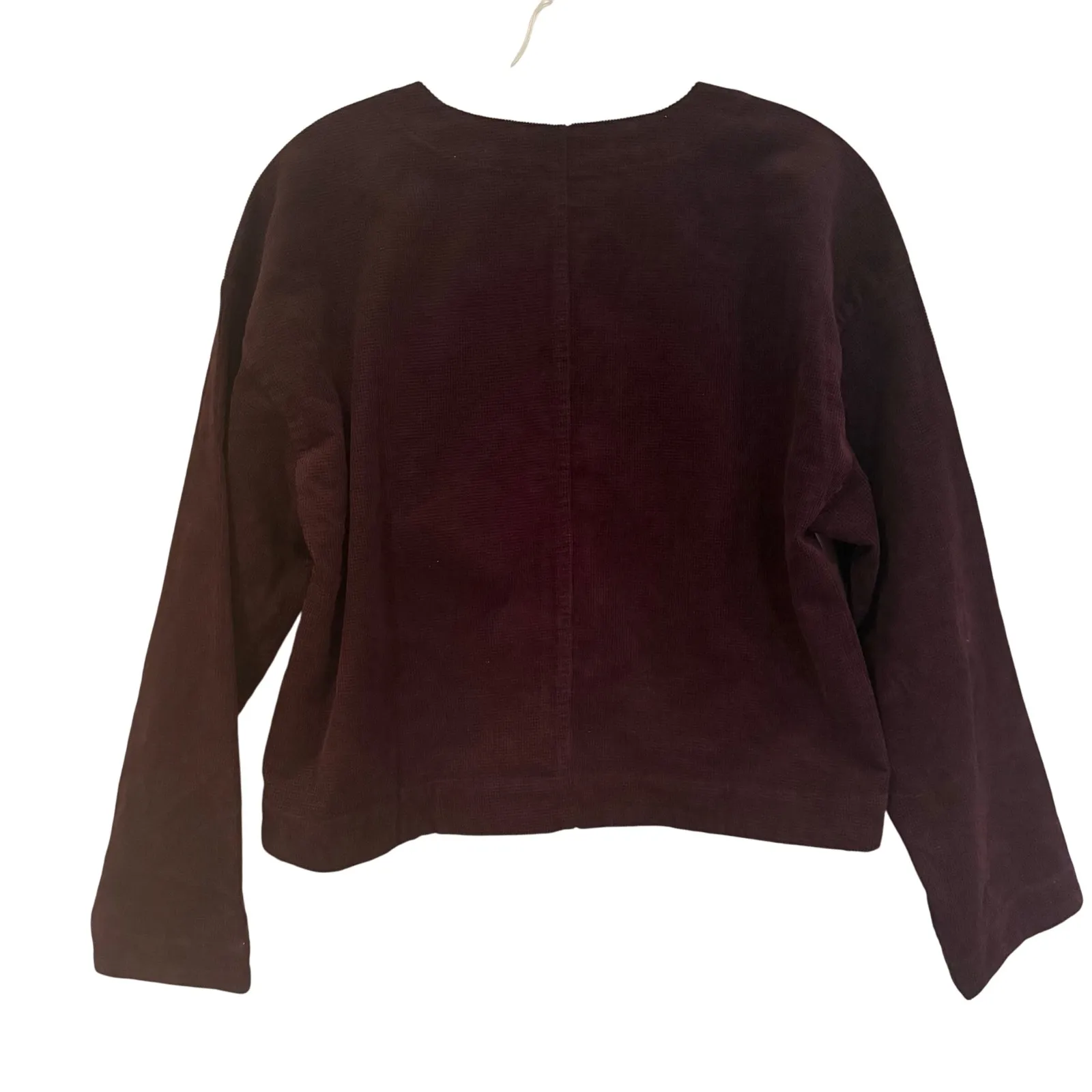 Madewell Waffle Knit Relaxed V-Neck Top Women's M Black Iris Preppy Collegiate - Image 6