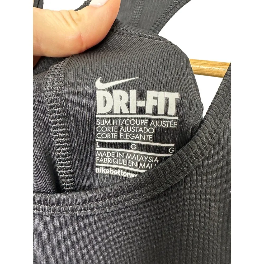 Nike Dri-Fit Slim Fit Black Racerback Tank Top Women's Size Large - Image 2