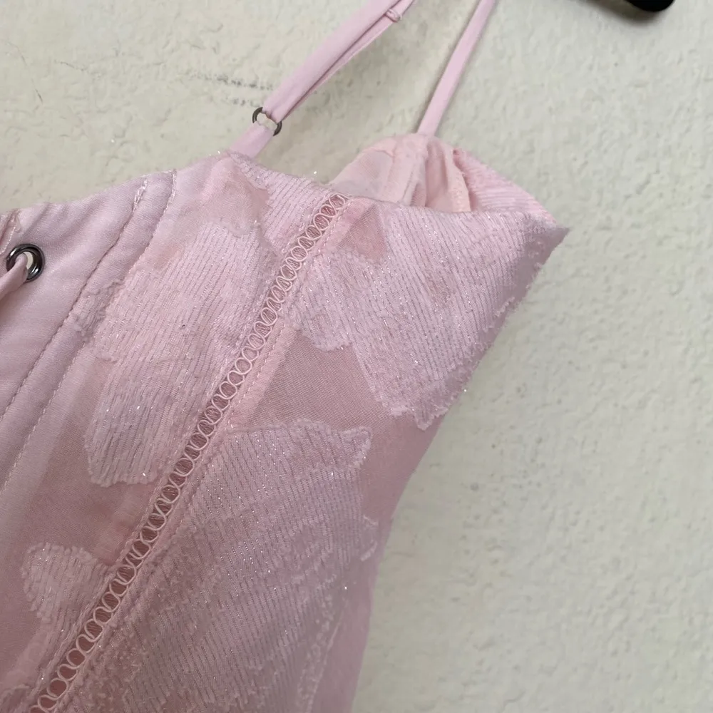 House of Cb 'Seren' Soft Pink Floral Lace Back Maxi Dress NWT size XL A-C - Image 10