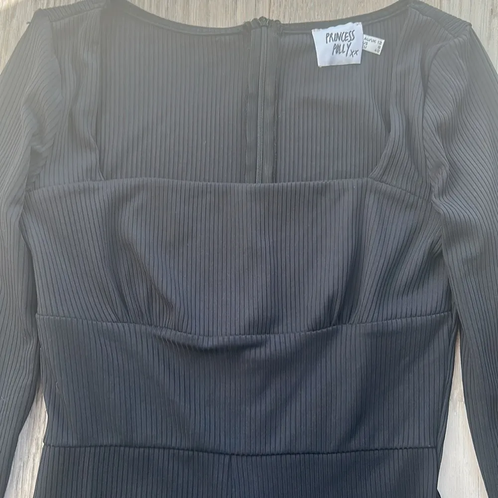 Princess Polly Sara Romper Black Ribbed Size 8 - Image 3