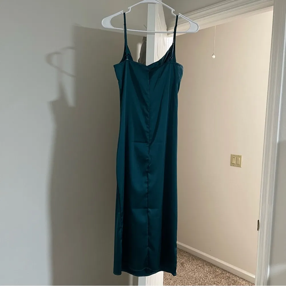 xxxiticat Women's Spaghetti Strap Satin Dress Colw neck green teal S - Image 7