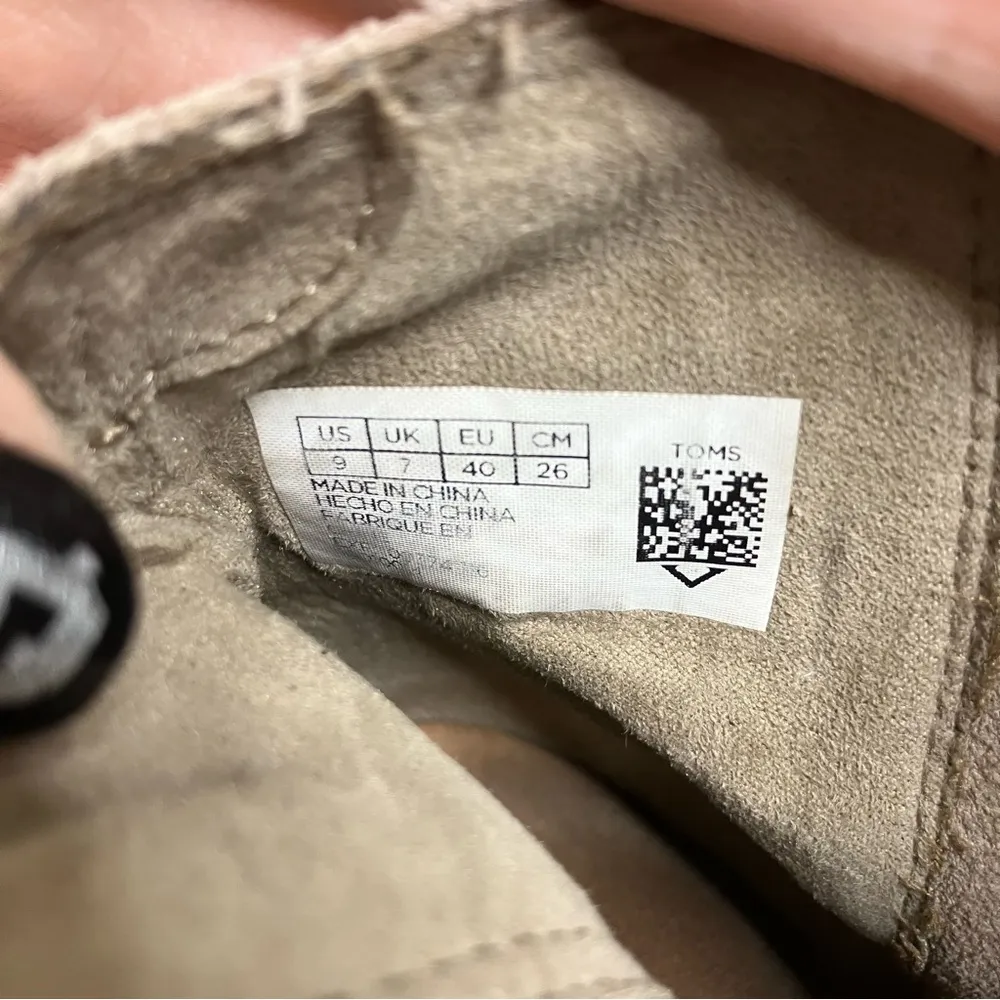 Toms Majorca tan perforated‎ suede heels peep toe block heels women’s size 9 - Image 8